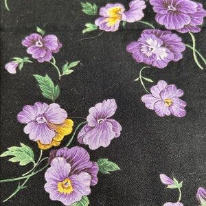 Floral Black Fabric with Purple Flowers